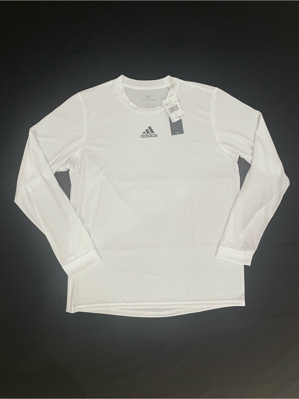 NWT ADIDAS Men’s Creator Regular Fit Long-Sleeve Tee Shirt EK0135 Size L WHITE
